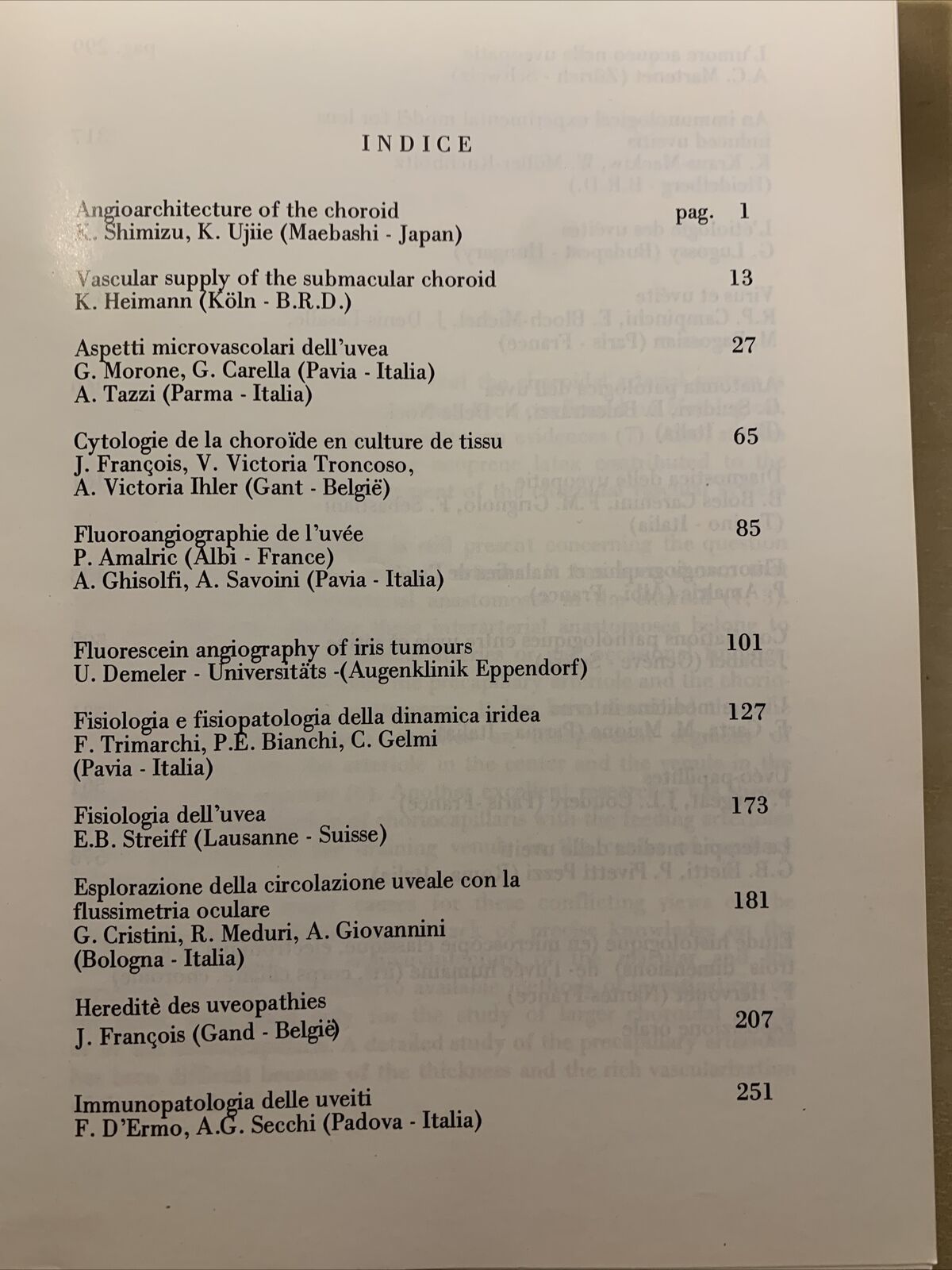SIMPOSIO INTERNAZIONALE SULL'UVEA. SYMPOSIUM INTERNATIONAL SUR L'UVÉE. PAVESE