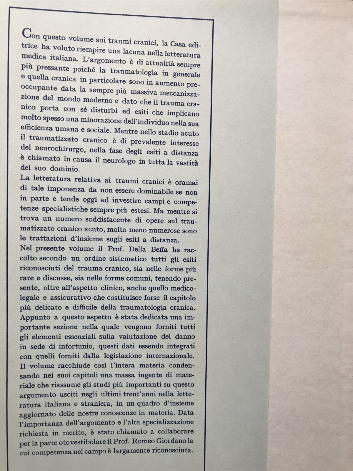 I TRAUMI CRANICI - Angelo della Beffa, editrice Vallardi