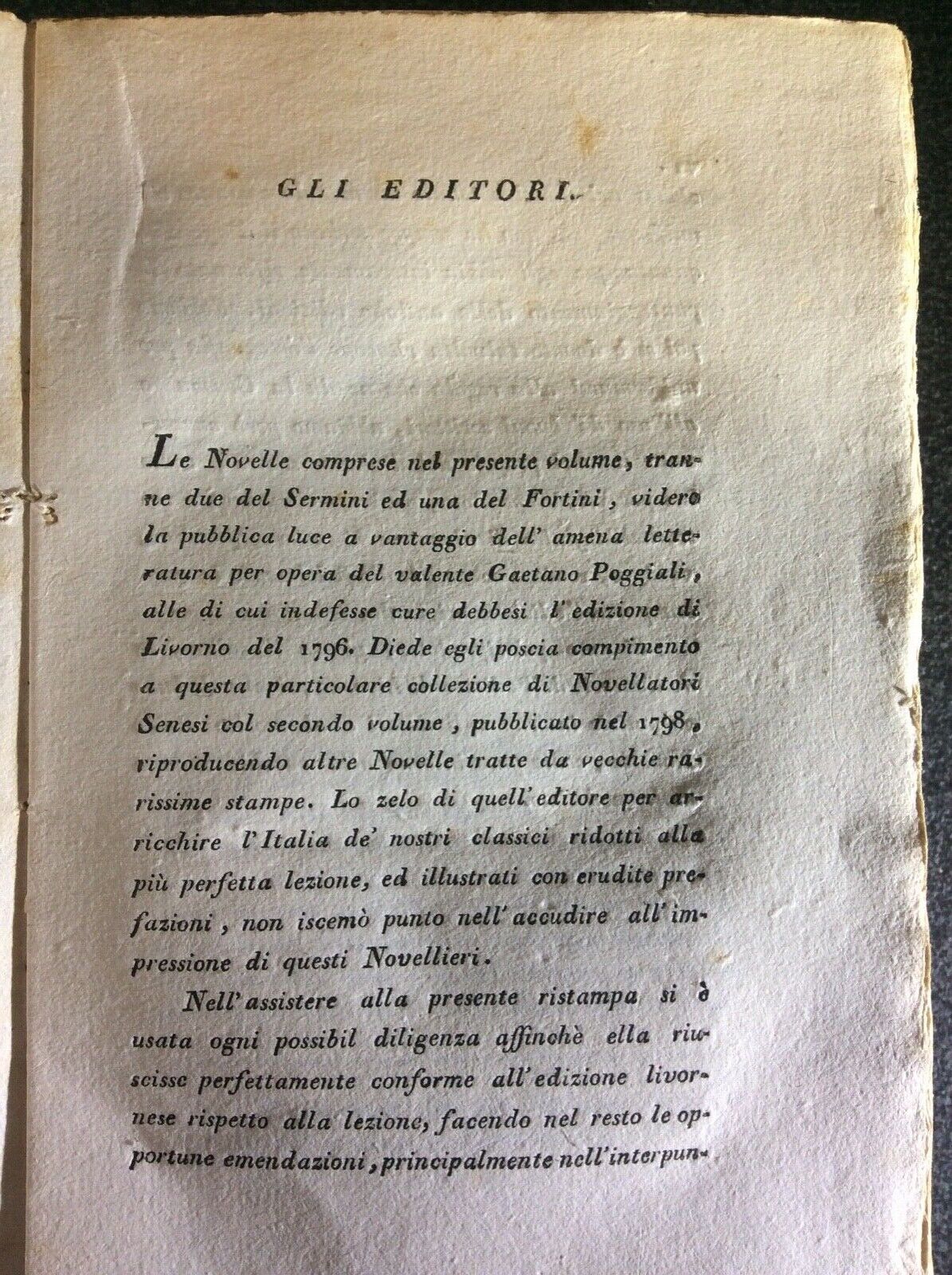 Raccolta de' novellieri Italiani, Novelle autori senesi FORTINI, SERMINI, 1815