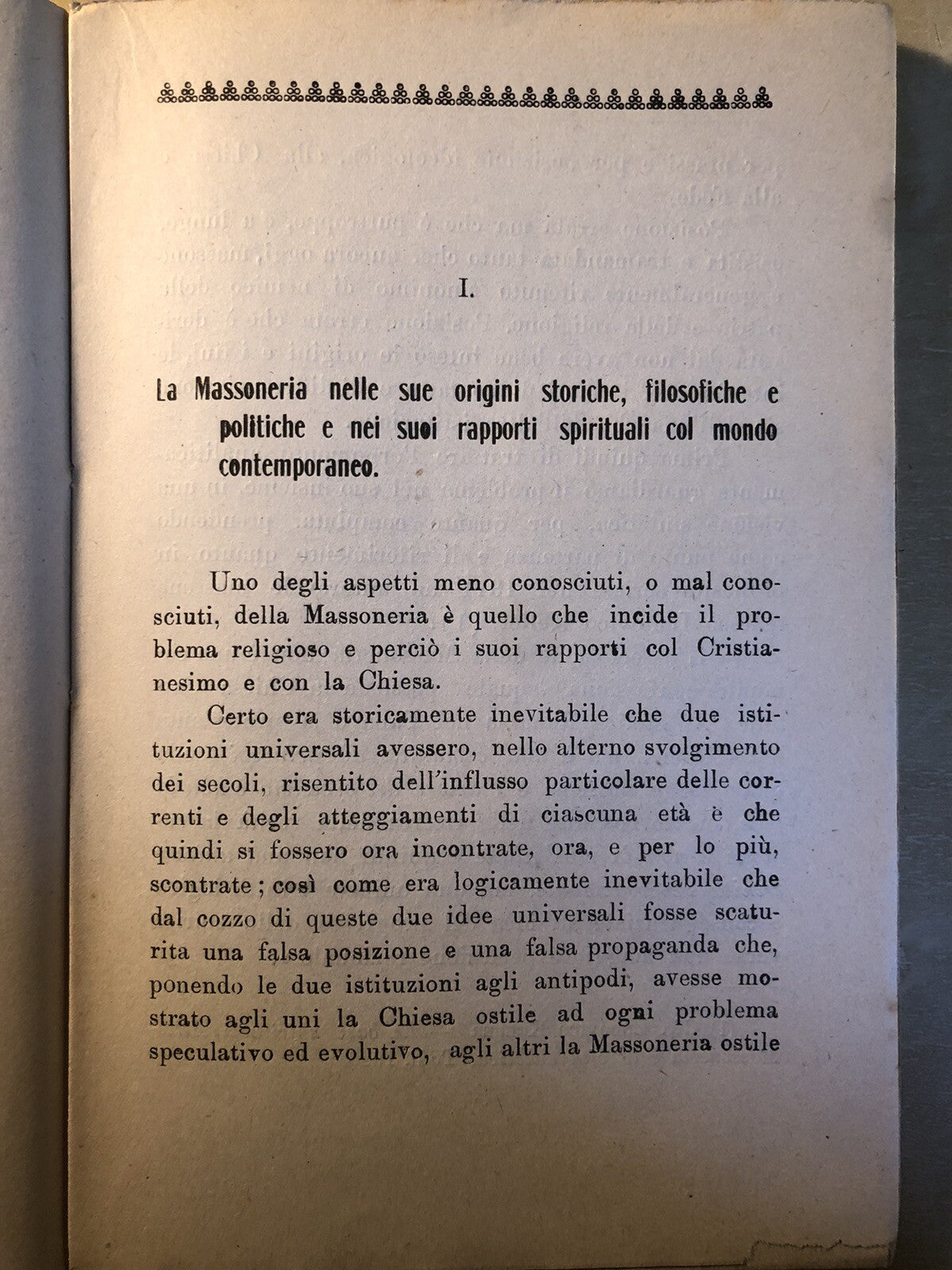 Chiesa e Massoneria, lineamenti di una sintesi. Miguel de Rioleva