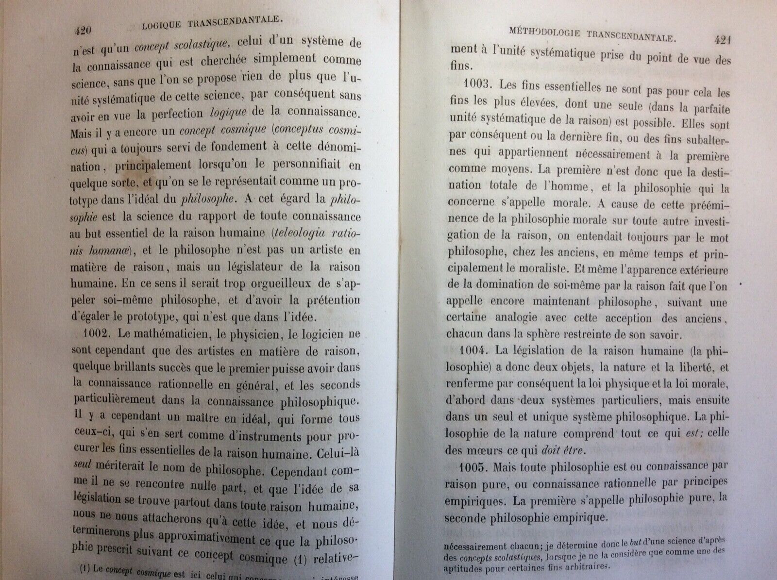 CRITIQUE DE LA RAISON PURE, KANT, LADRANGE, 1864 tome second, traduit par Tissot
