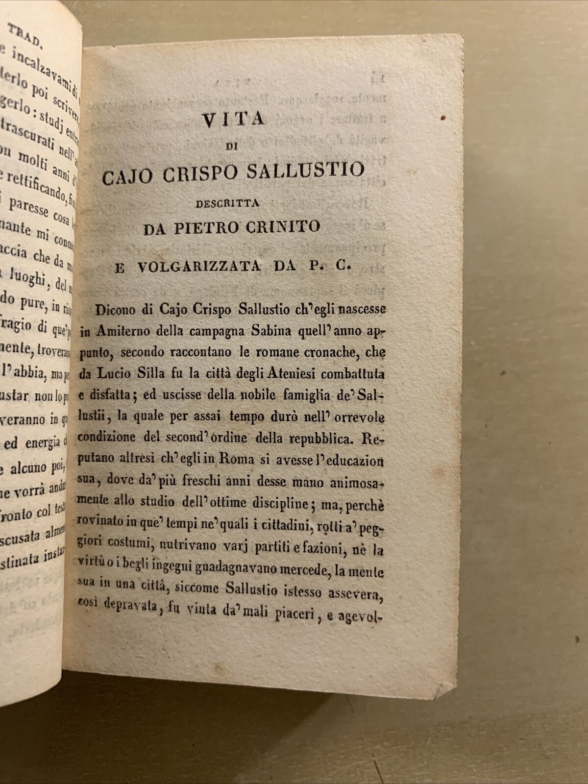 Le opere di C. C. Sallustio. Nicolò Bettoni 1828