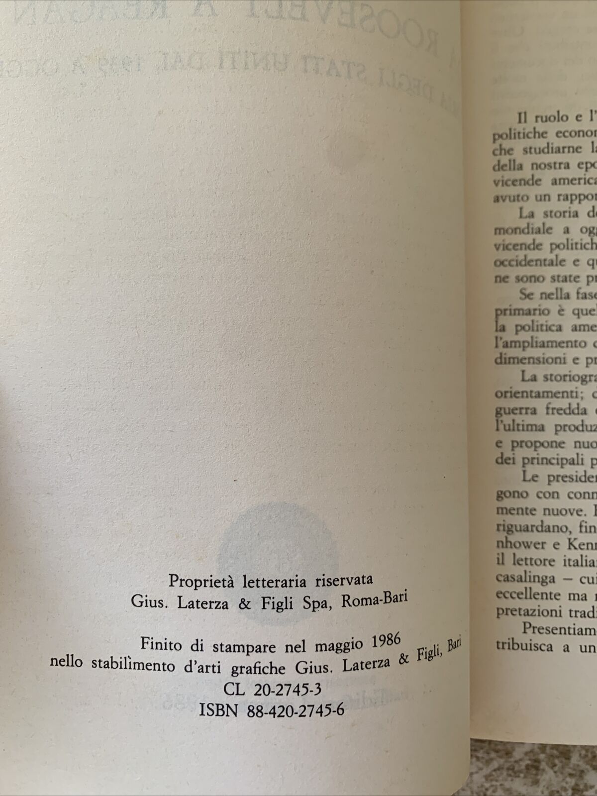 MAMMARELLA - L'AMERICA DA ROOSEVELT A REAGAN. LATERZA 1986