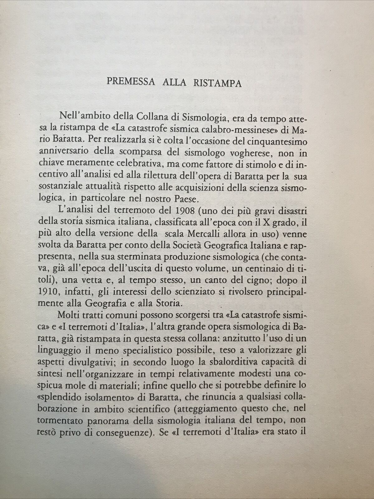LA CATASTROFE SISMICA CALABRO MESSINESE, Mario Baratta - Arnaldo Forni + tavole#