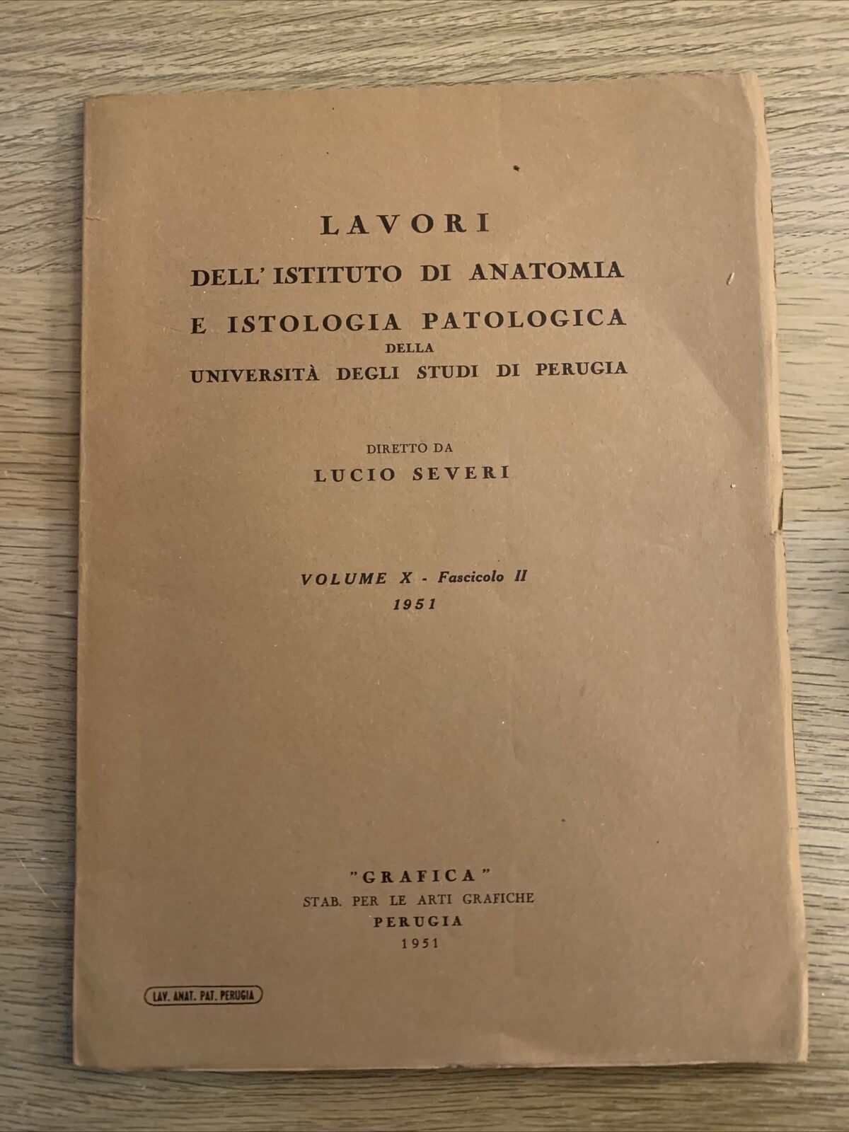 ISTITUTO DI ANATOMIA E ISTOLOGIA PATOLOGICA. LUCIO SEVERI. UNIVERSITÀ DI PERUGIA