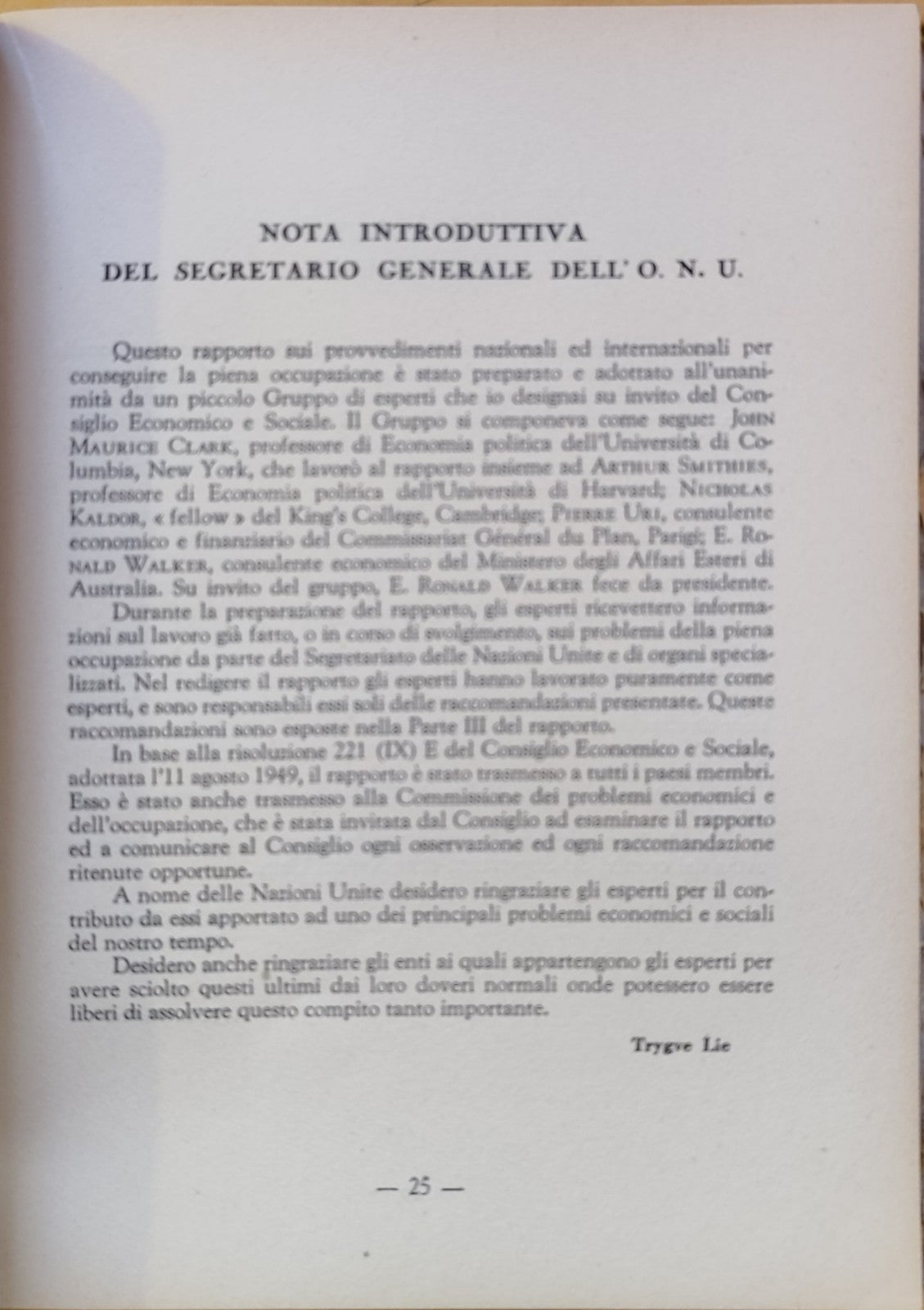 Politiche della Piena occupazione J.M. Clark Kaldor, Tremelloni - Economia 1950