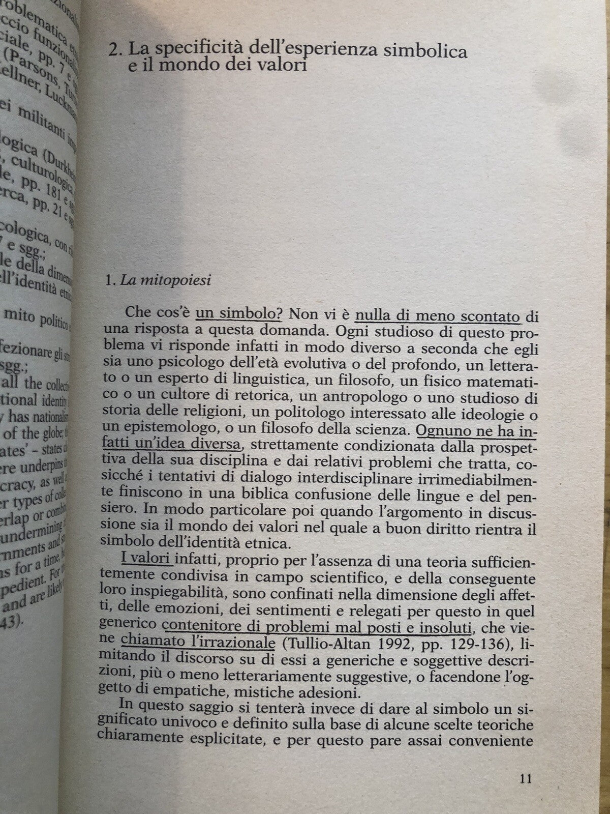 Ethnos e civiltà, identità etniche e valori . .Carlo Tullio-Altan - Feltrinelli