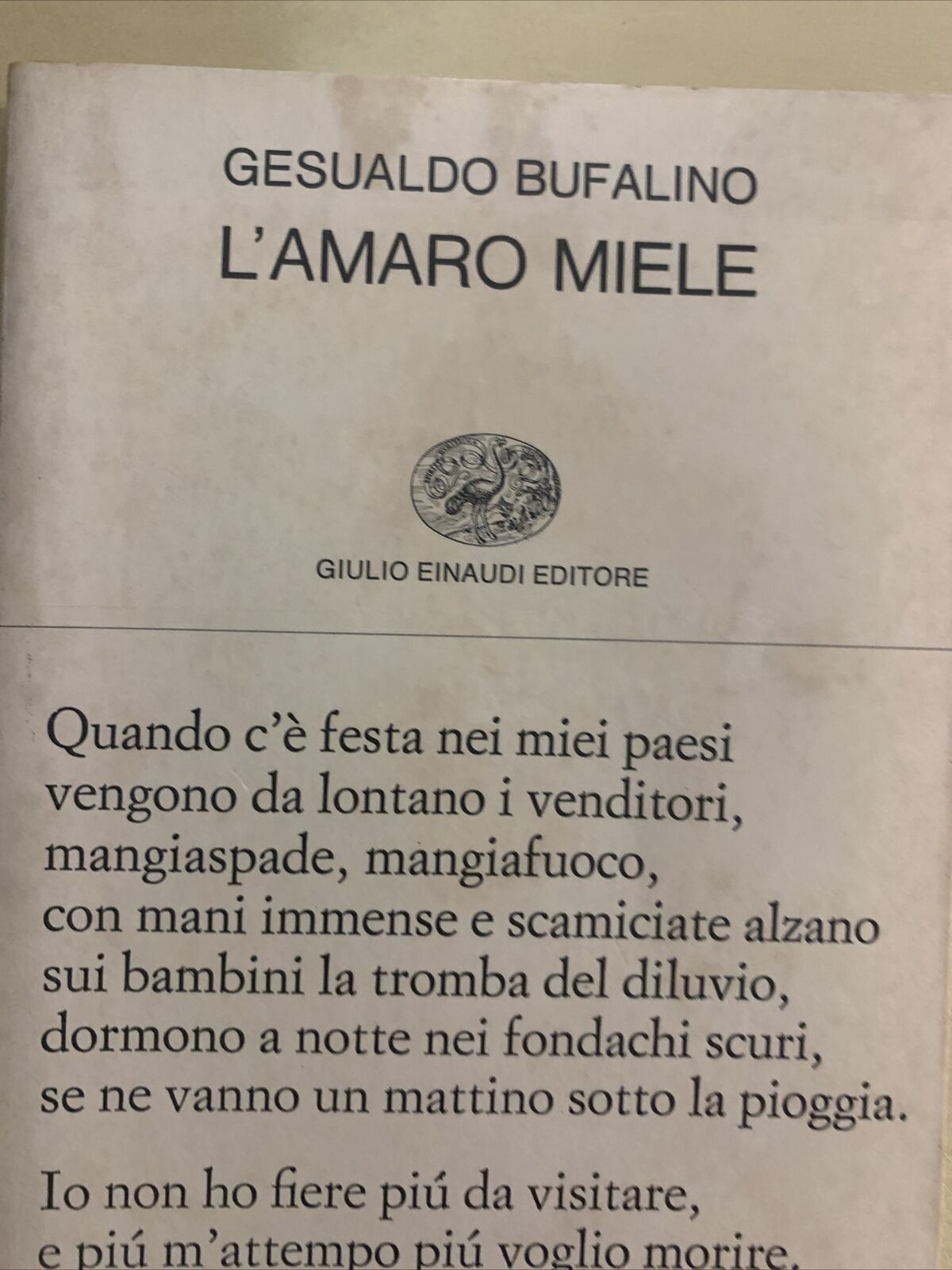 GESUALDO BUFALINO - L'AMARO MIELE, EINAUDI 1982 #