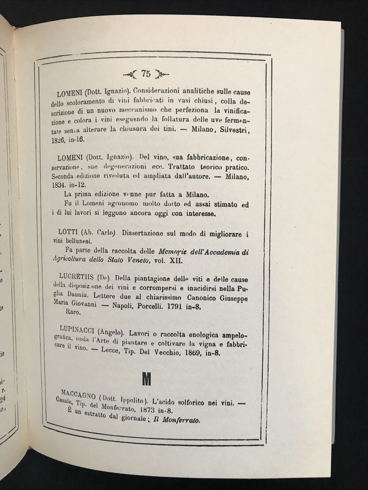 Catalogo ragionato delle Opere Viticoltura Enologia, Giacomo Sormanni. A. Forni