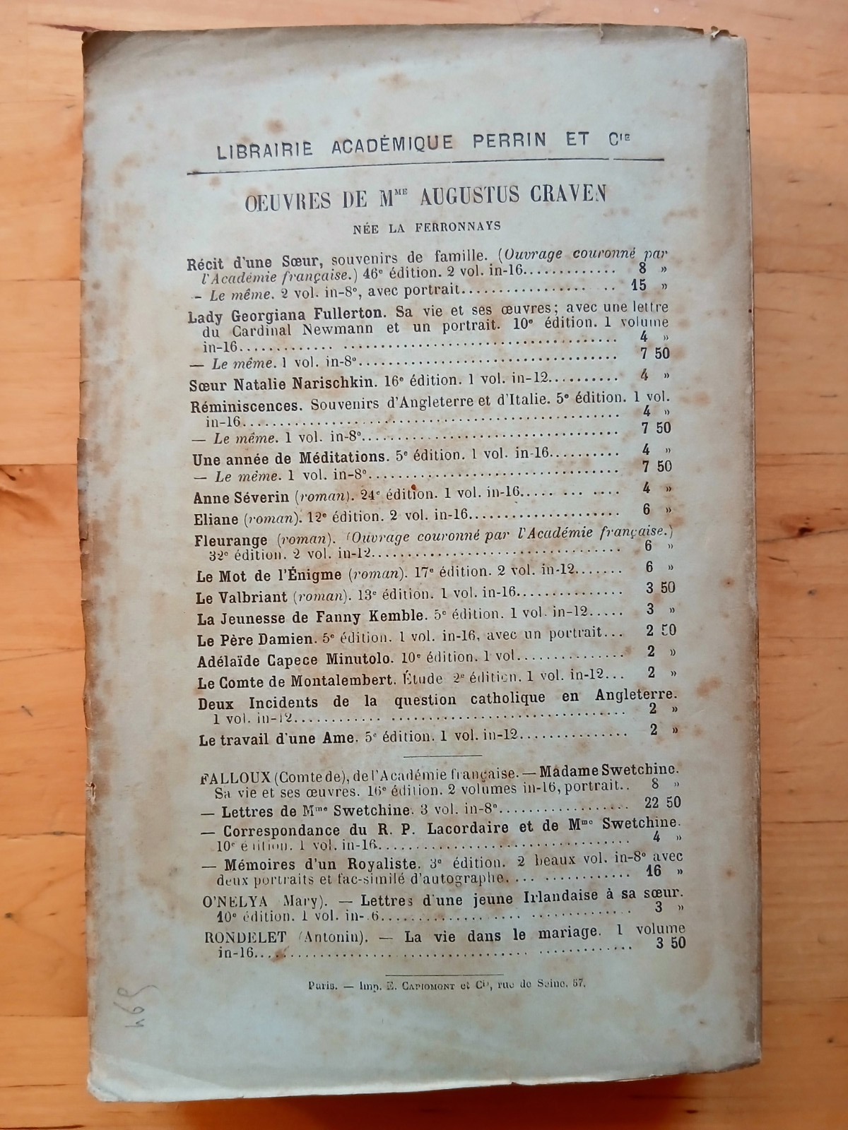 Lettres de Madame Swetchine comte de Falloux II - Perrin et Cie 1901