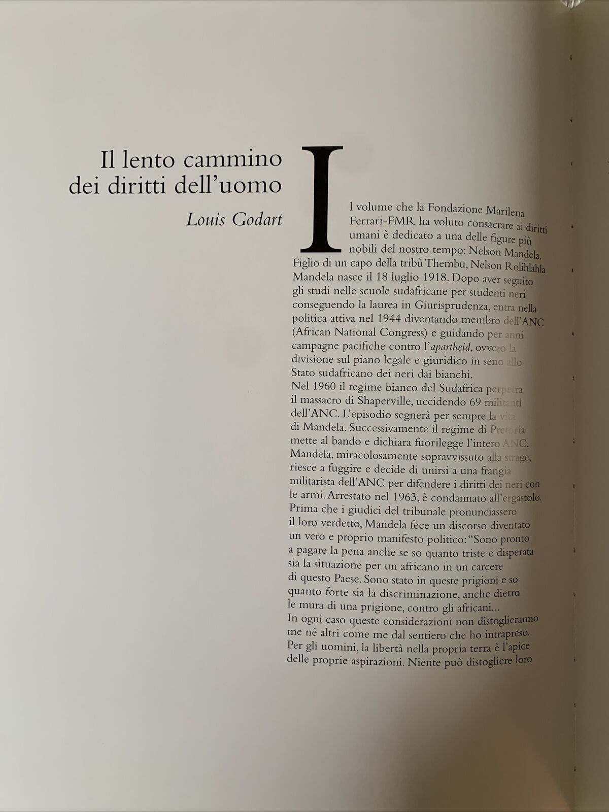 Il lento cammino dei diritti dell'uomo. FMR Marilena Ferrari. Louis Godart 2010