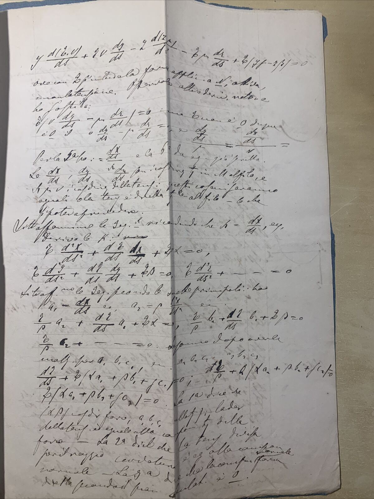 Antico Manoscritto Università di Pavia 1876. Lezione Carlo Formenti - Meccanica