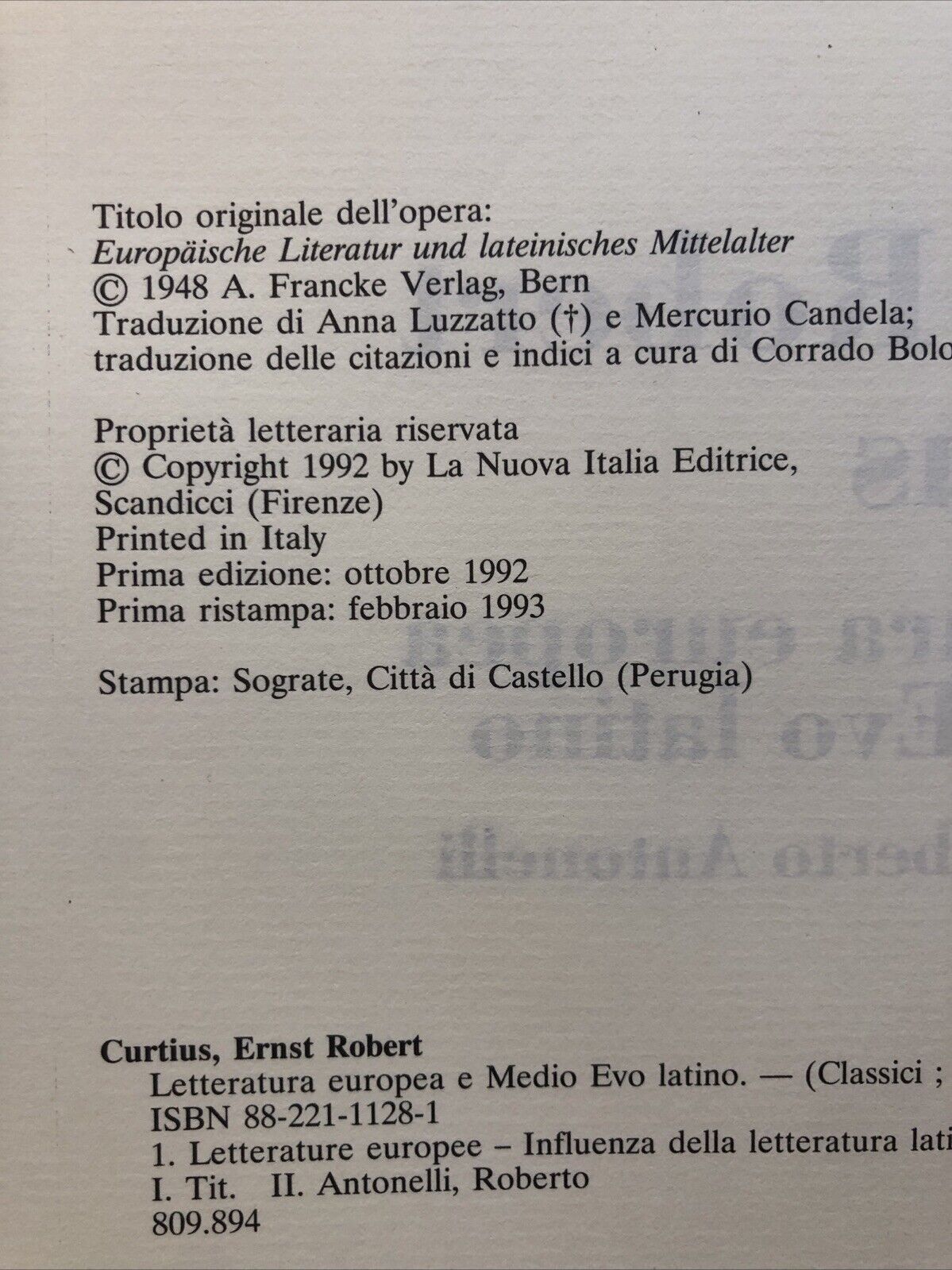 Letteratura  Europea e Medio Evo latino, Ernst Robert Curtis - La Nuova Italia