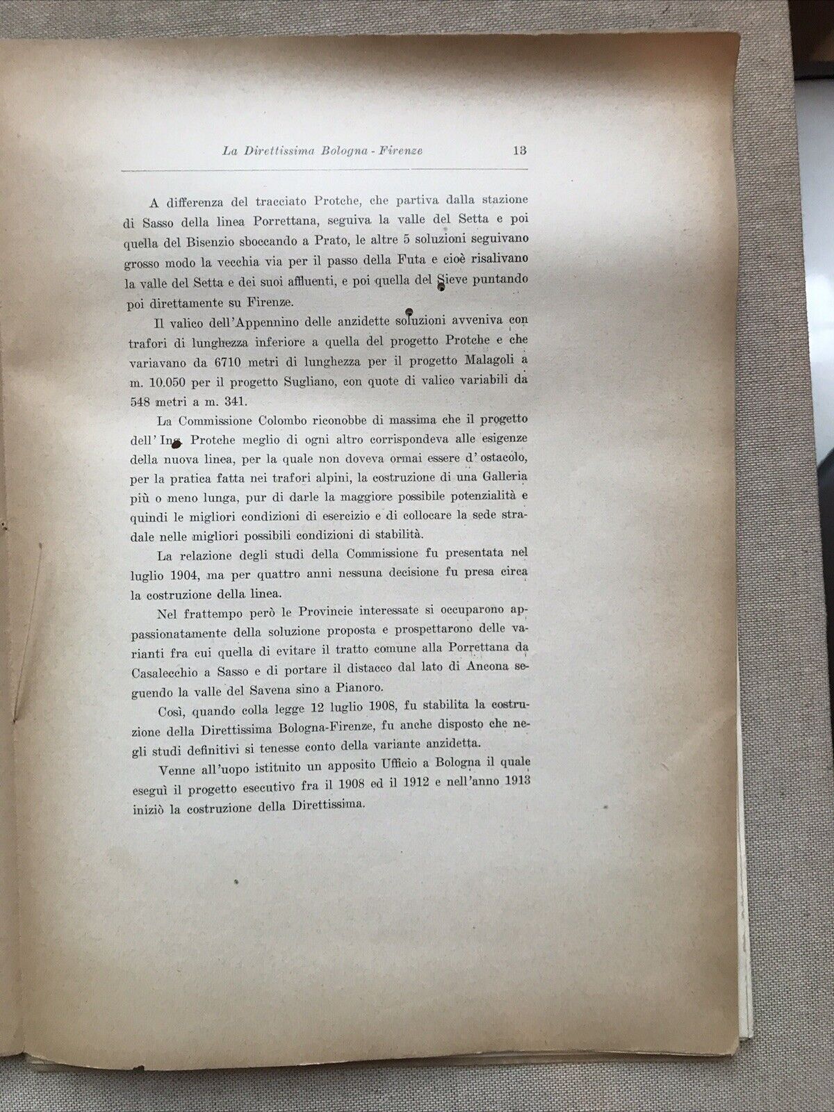 LA FERROVIA DIRETTISSIMA BOLOGNA - FIRENZE. Ing. Giuseppe Pini 1931