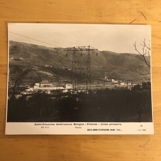 FERROVIE  VAIANO DIR. Bologna Firenze - elettrificazione, foto originale 1930