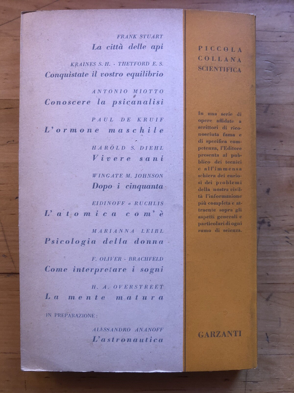 La mente matura, Harry A. Overstreet. Garzanti 1951