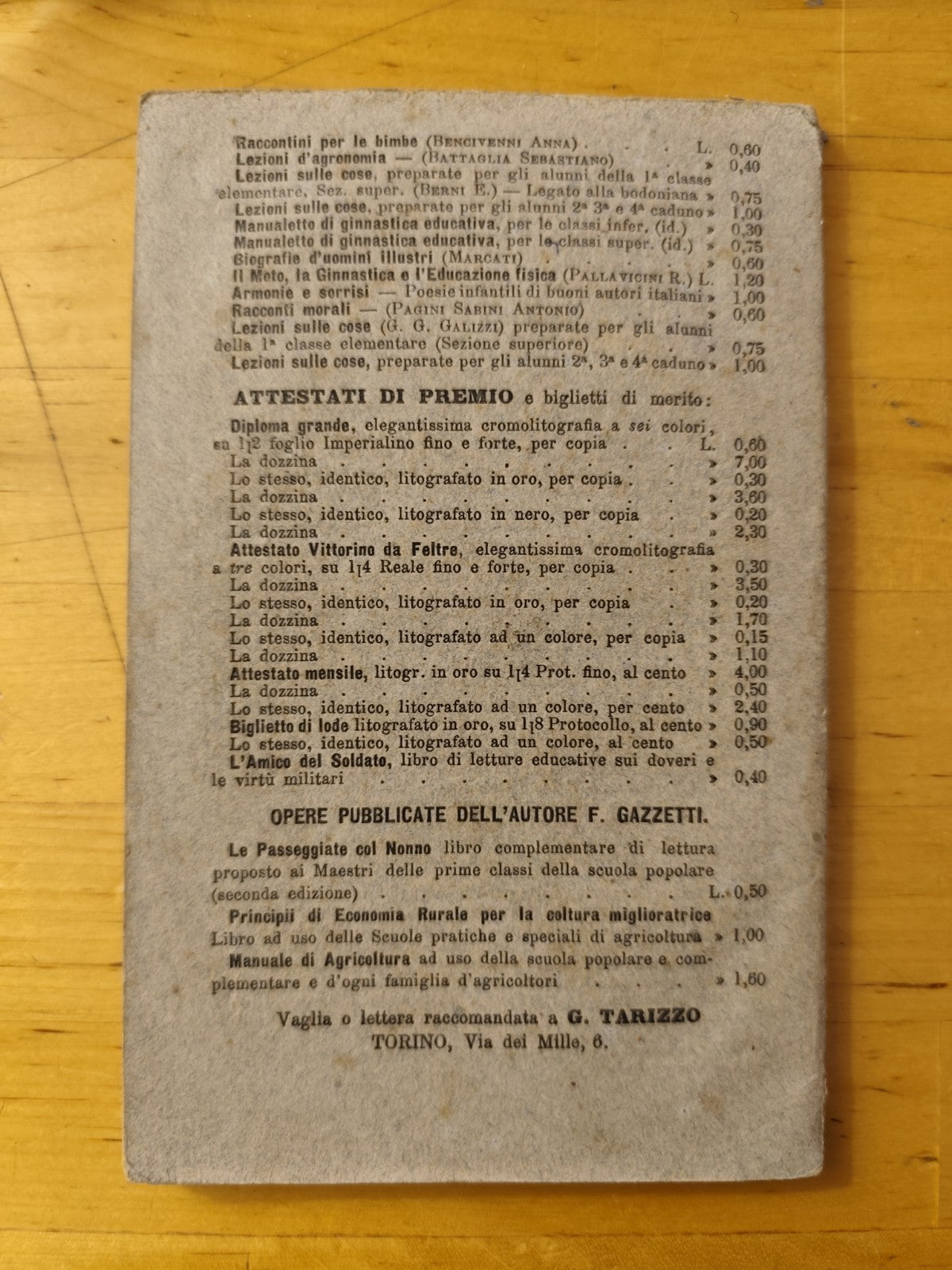 Amore letture educative per le famiglie, F. Gazzetti, De Castro Tarizzo ed 1885