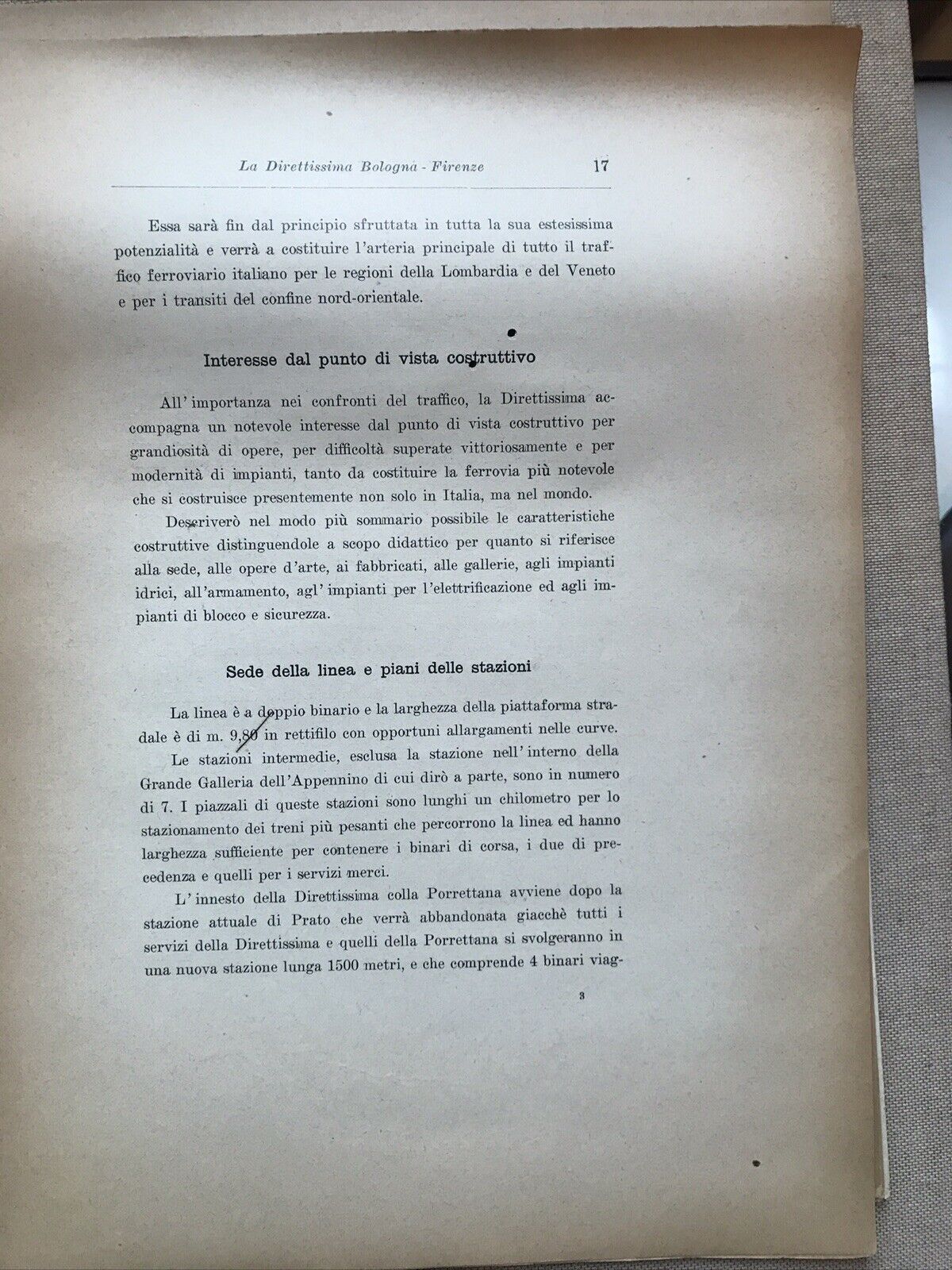 LA FERROVIA DIRETTISSIMA BOLOGNA - FIRENZE. Ing. Giuseppe Pini 1931