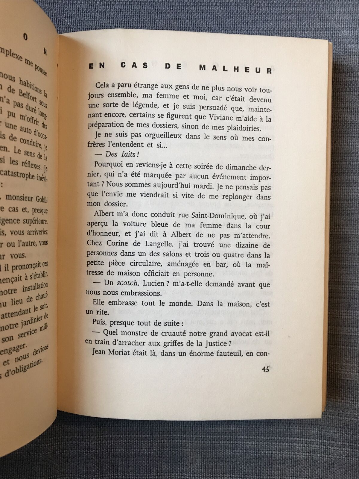 EN CAS DE MALHEUR, Georges Simenon, presses de la cite 1956