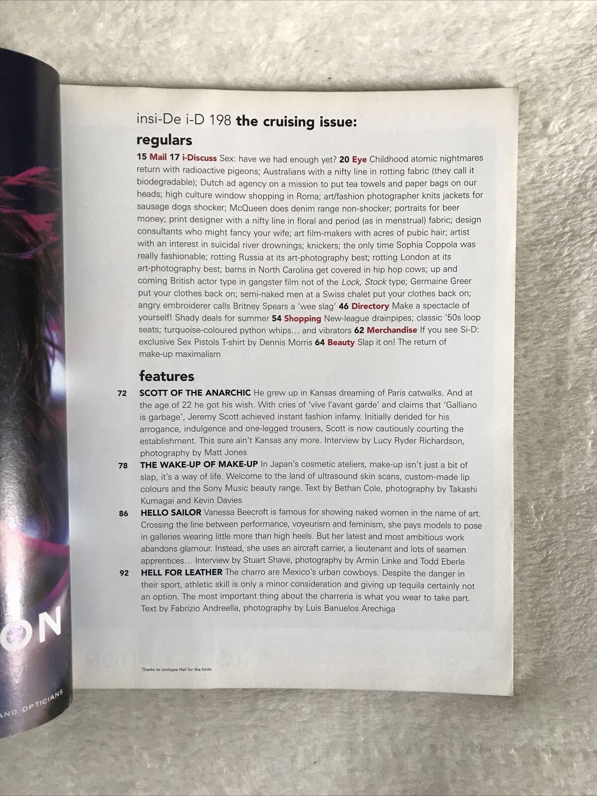 i-D magazine no. 198 MARLEEN - June 2000 - the cruising issue