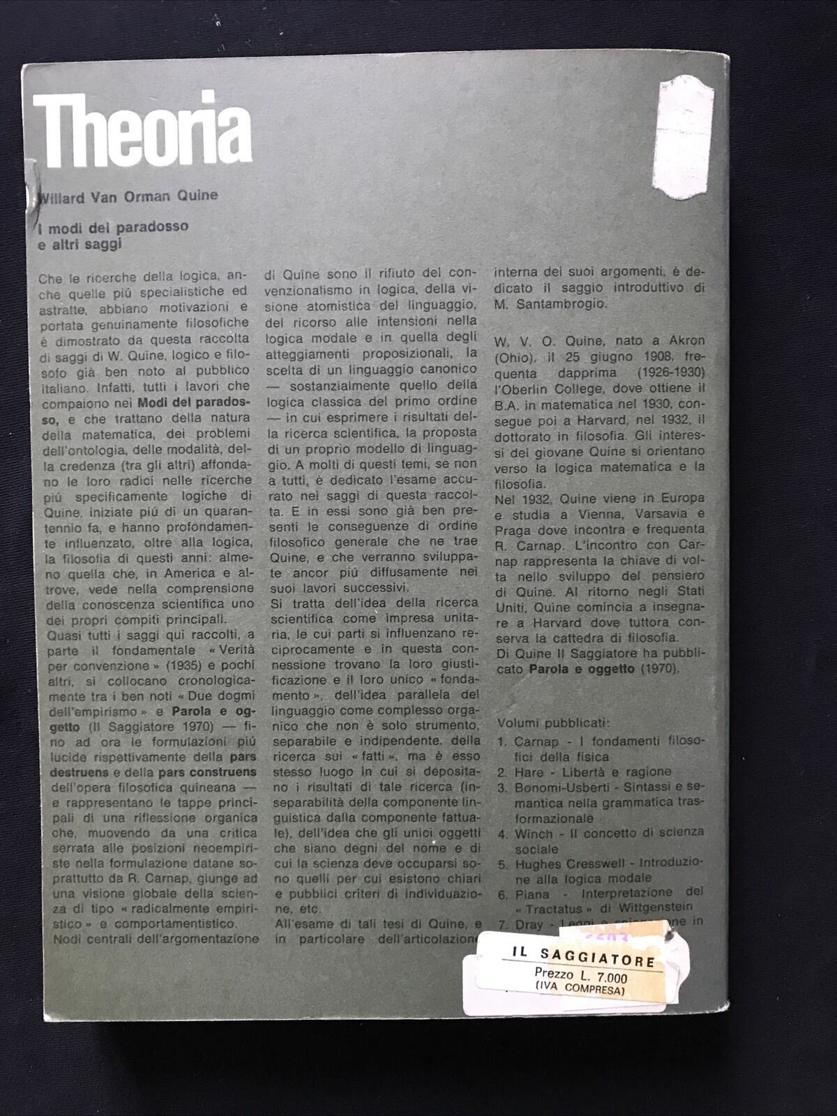 Willard Van Orman Quine - I modi del paradosso e altri saggi. Il Saggiatore #