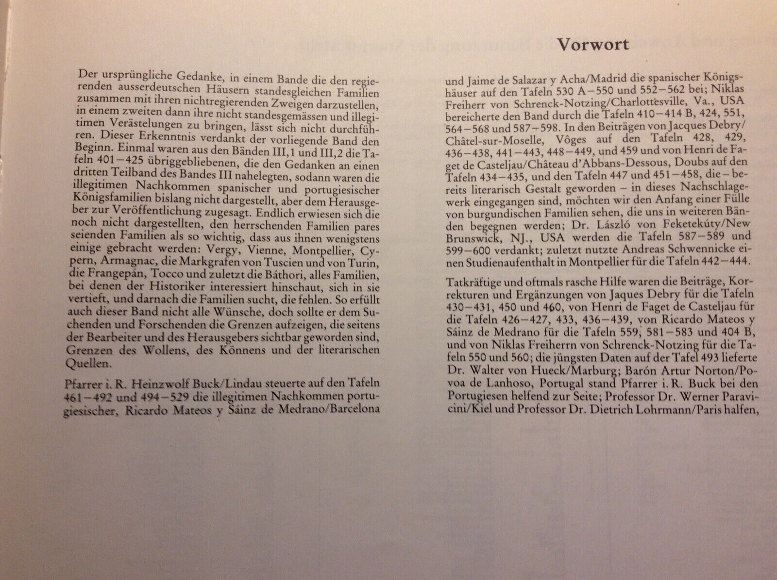 EUROPAISCHE STAMMTAFELN, NEUE FOLGE, BAND III, TEILBAND 3 (TAFEL 401-600), 1985