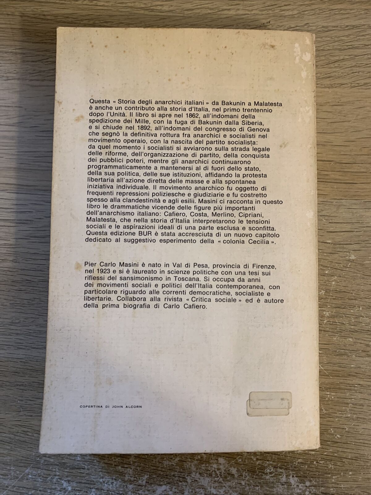 Storia degli anarchici italiani Pier Carlo Masini 1974 prima edizione Bur