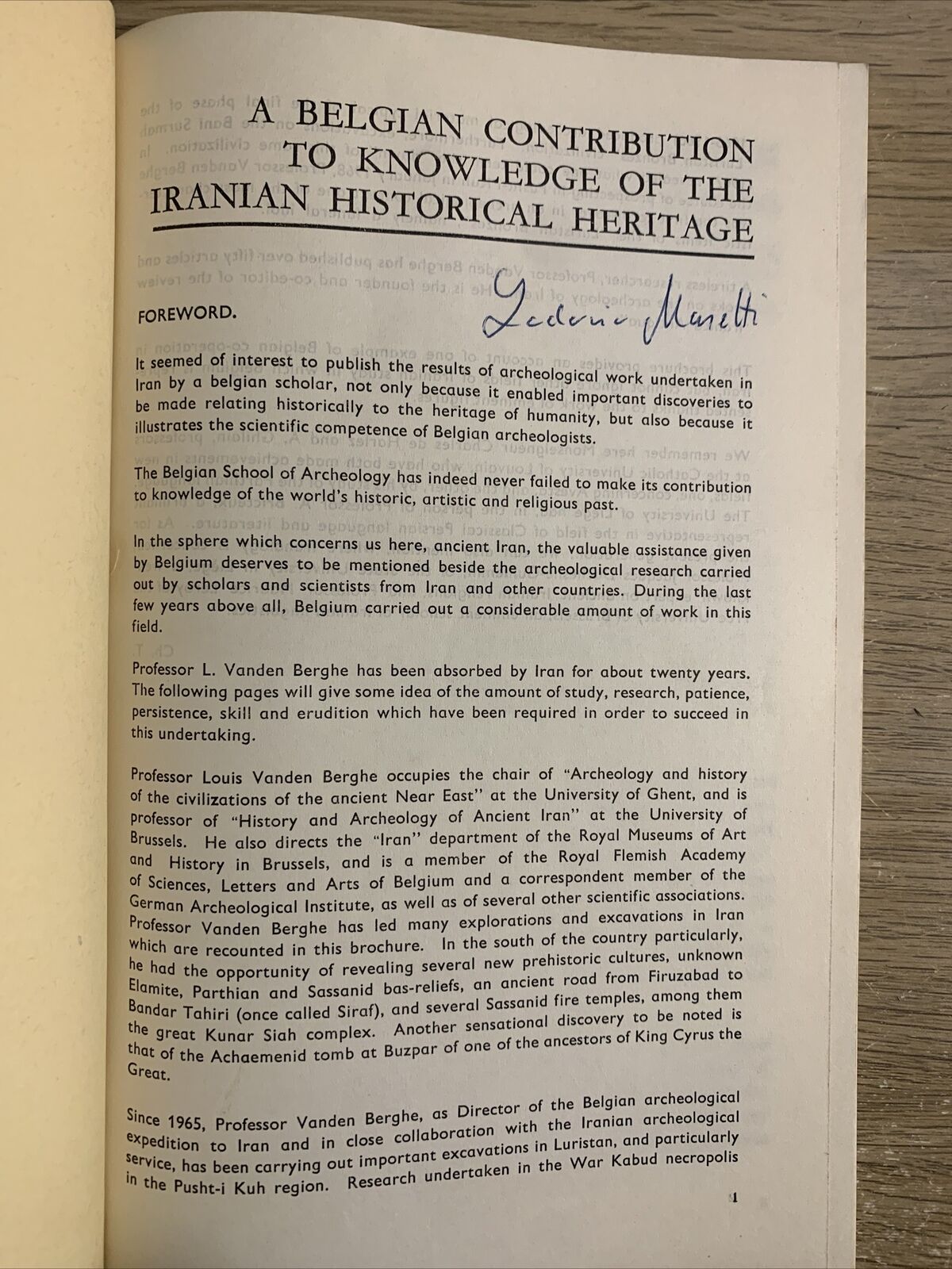 MEMO FROM BELGIUM on the track of ancient civilizations ancient Iran. V. Berghe