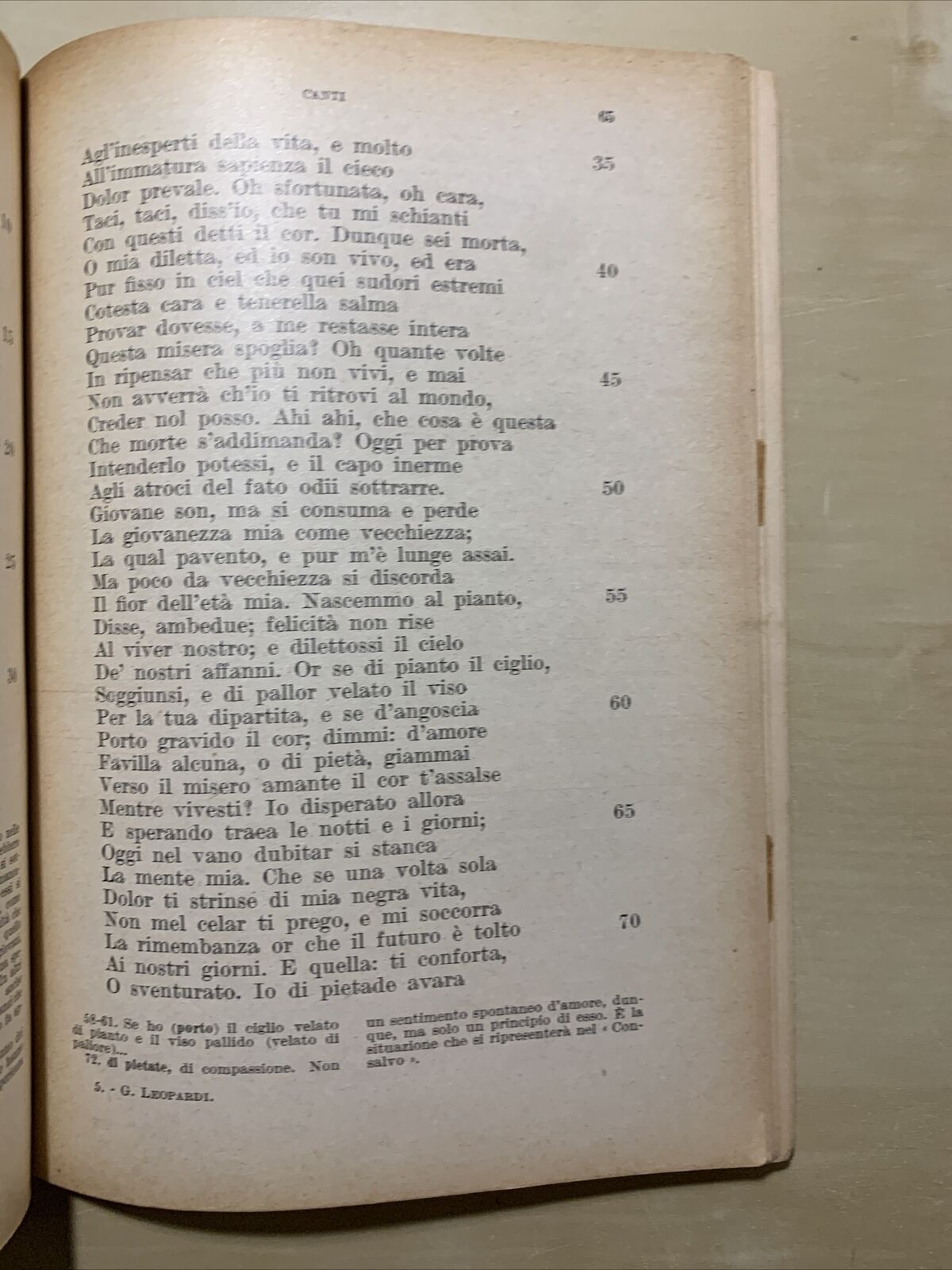 GIACOMO LEOPARDI - CANTI 1939, introduzione di E. Fusco ( autografo di Fusco)