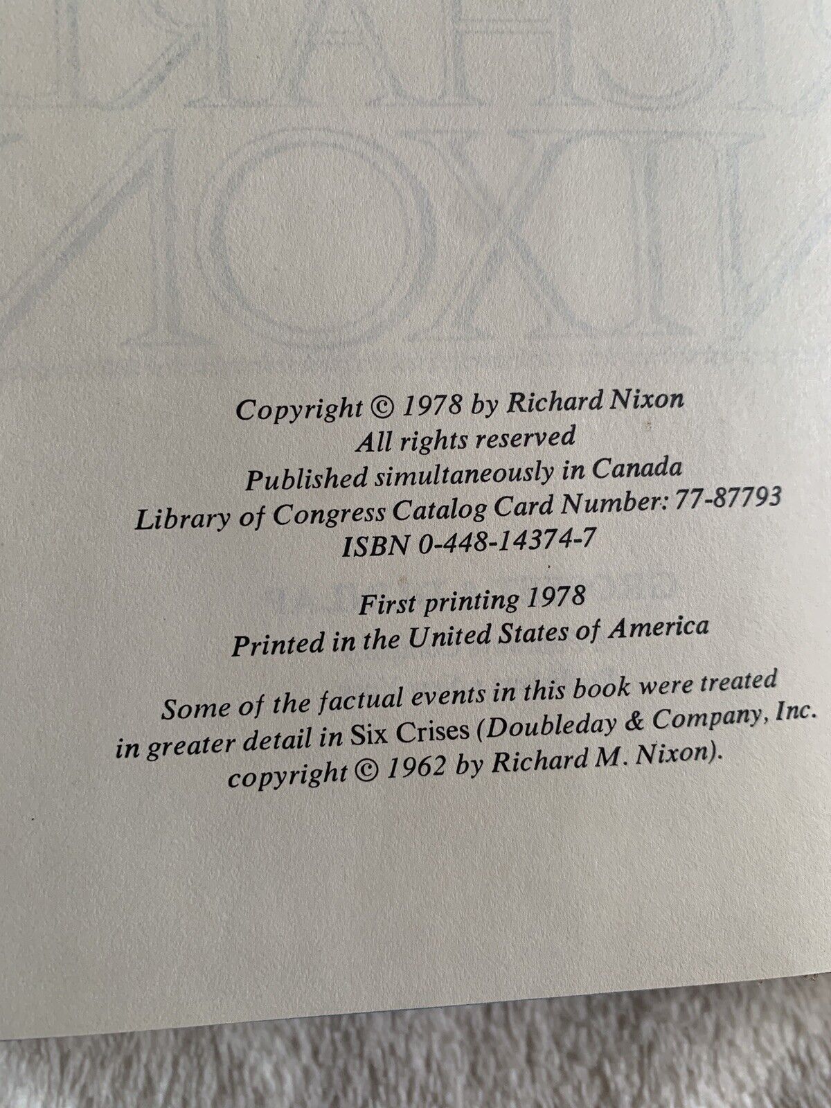 The memoirs of Richard Nixon Grosset & Dunlap 1978