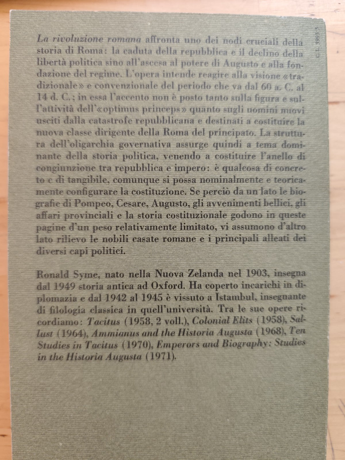 La rivoluzione romana - Ronald Syme, Reprints Einaudi 1974