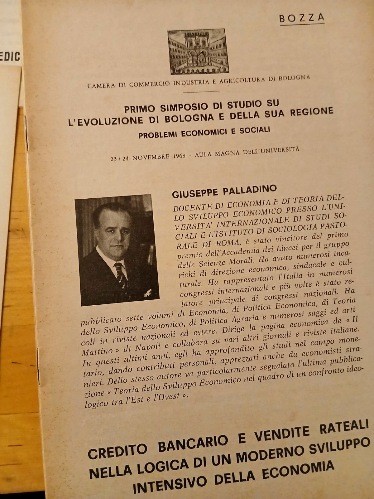 Primo simposio di studio su l'evoluzione di Bologna e della sua regione 1963