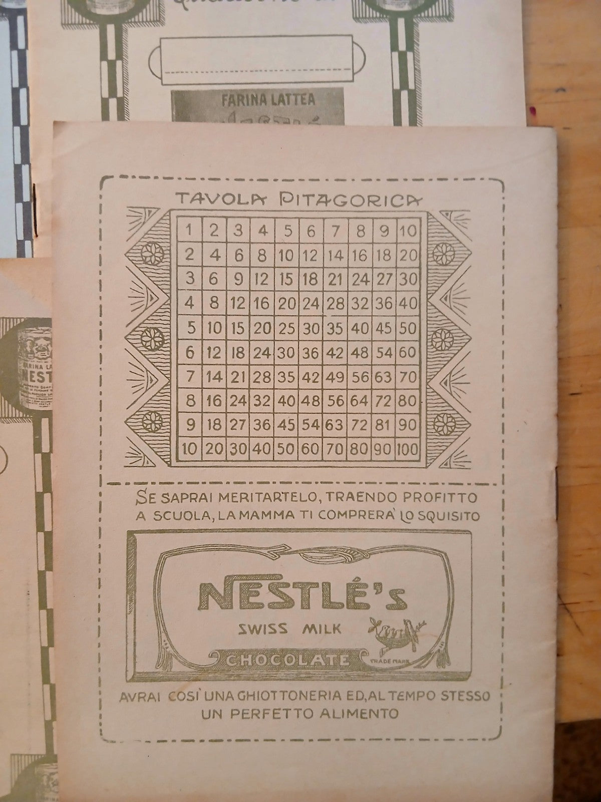 Quaderno Farina Lattea Nestlé Pubblicità antica Vintage collezionismo 4 ill cad.