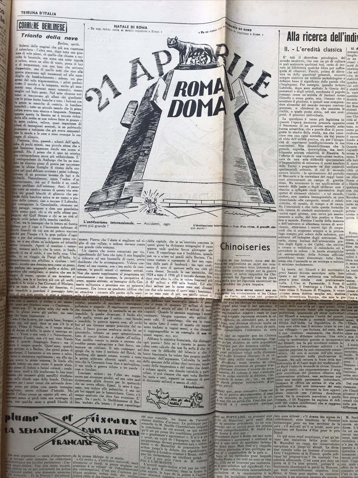 TRIBUNA D'ITALIA anno 2 n. 48- 24 aprile 1948. POLITICA - SATIRA POLITICA