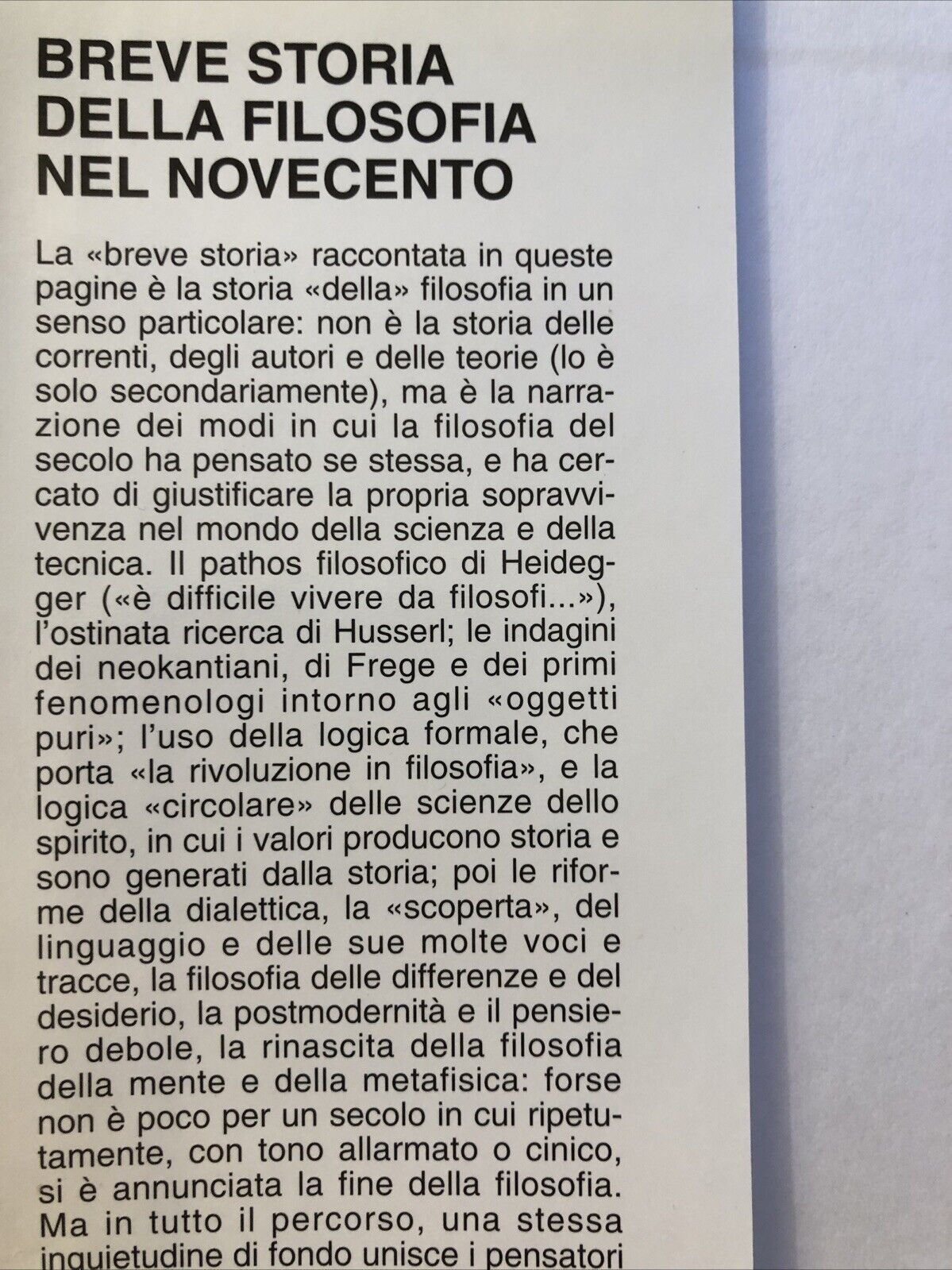 Breve storia della Filosofia del Novecento, Franca D'agostini. Mondolibri Einaud