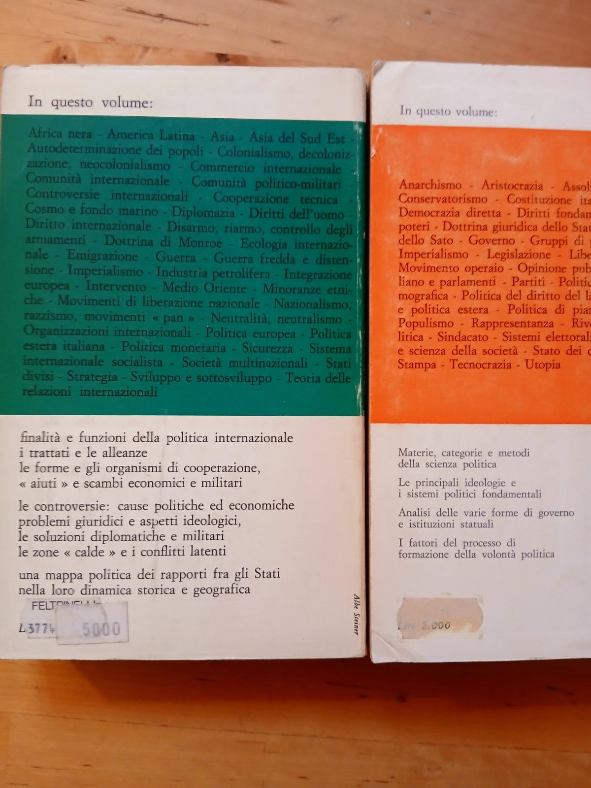 Scienze politiche Enciclopedia Feltrinelli 1 e 2, Fischer 27-28 Lelio Basso 1970