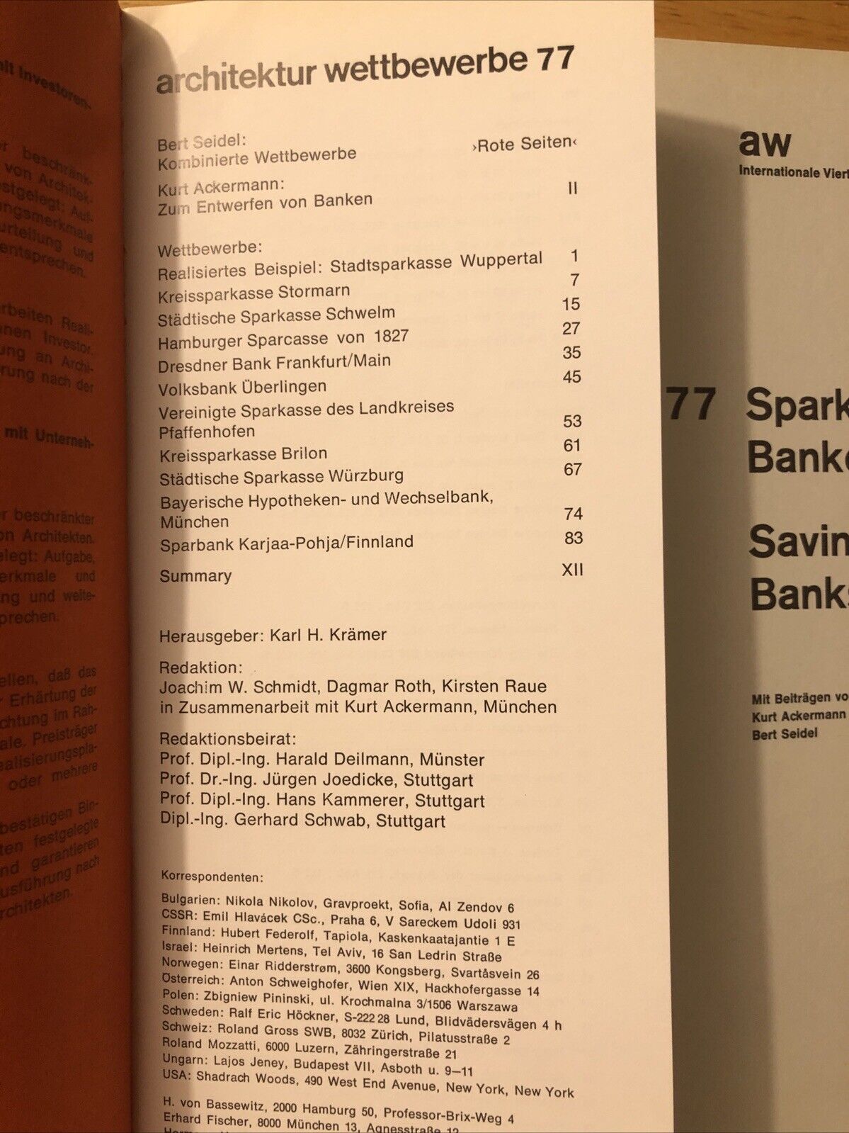 ARCHITEKTUR WETTBEWERBE 77 Sparkassen Banken. Banks ARCHITECTURE MAGAZINE 1974