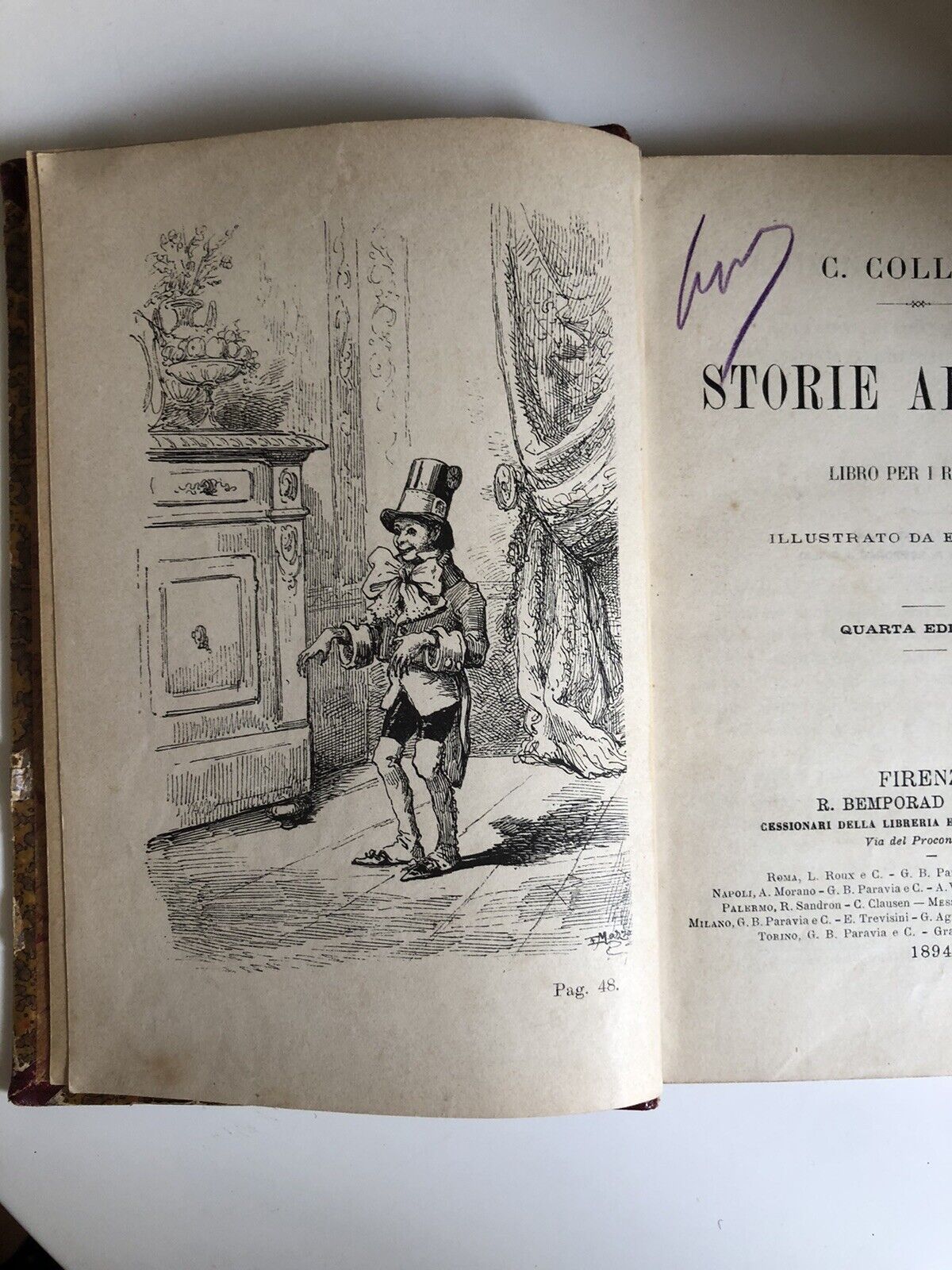 Carlo Collodi - Storie Allegre, libro per ragazzi illustrato da E. Mazzanti 1894