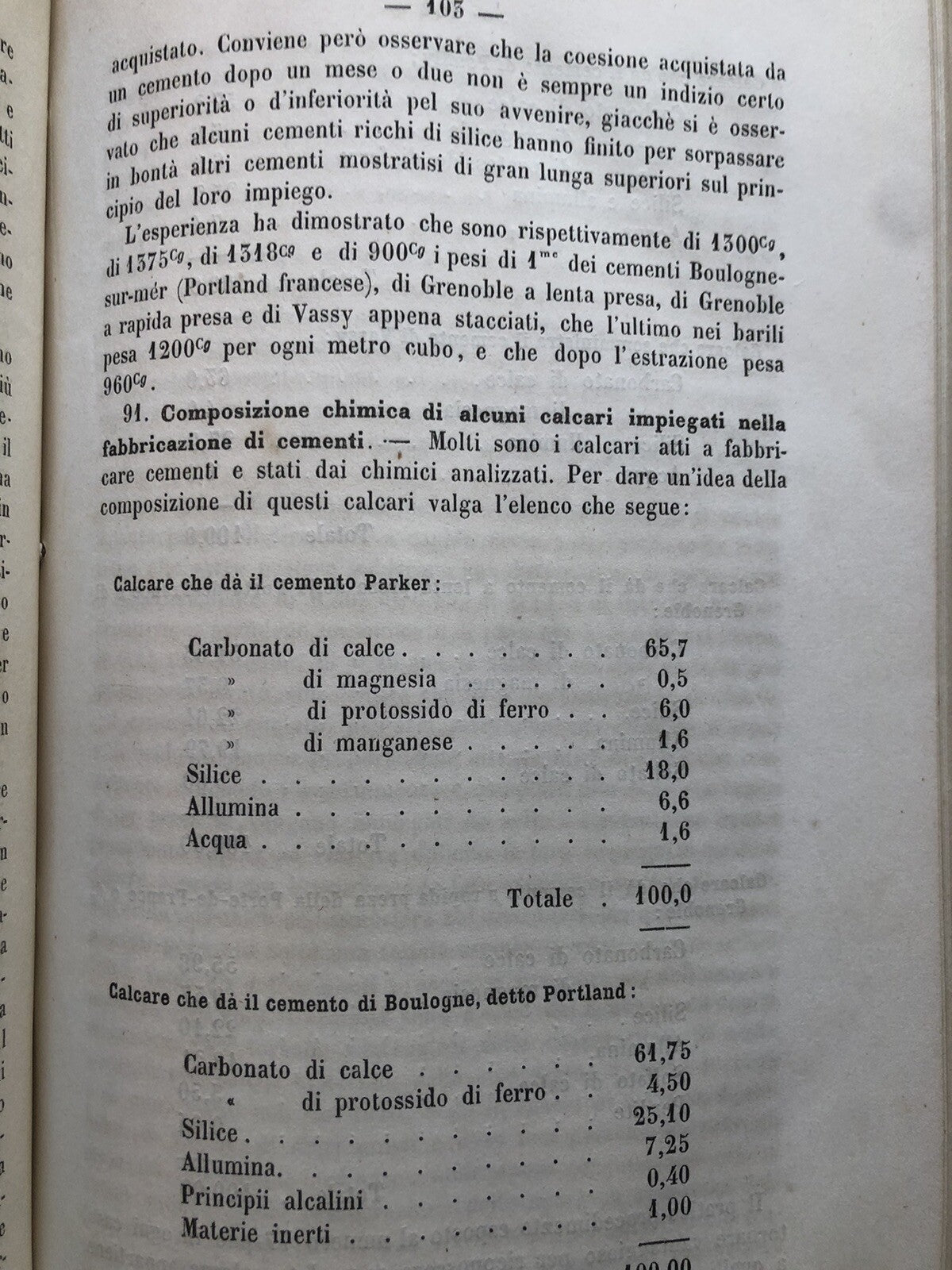 Materiali da costruzione Curioni Giovanni 1864 Prima edizione, legatura in pelle