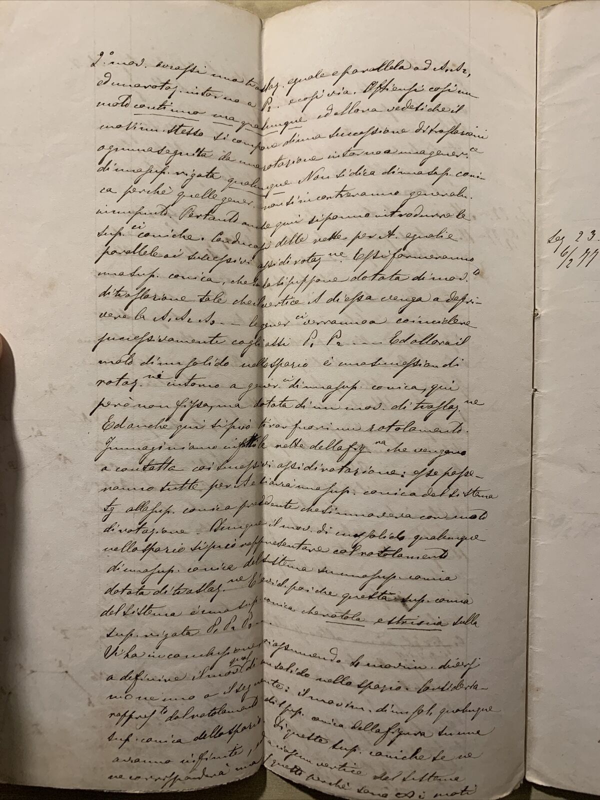 Antico Manoscritto Università di Pavia 1876, Meccanica Razionale, Carlo Formenti