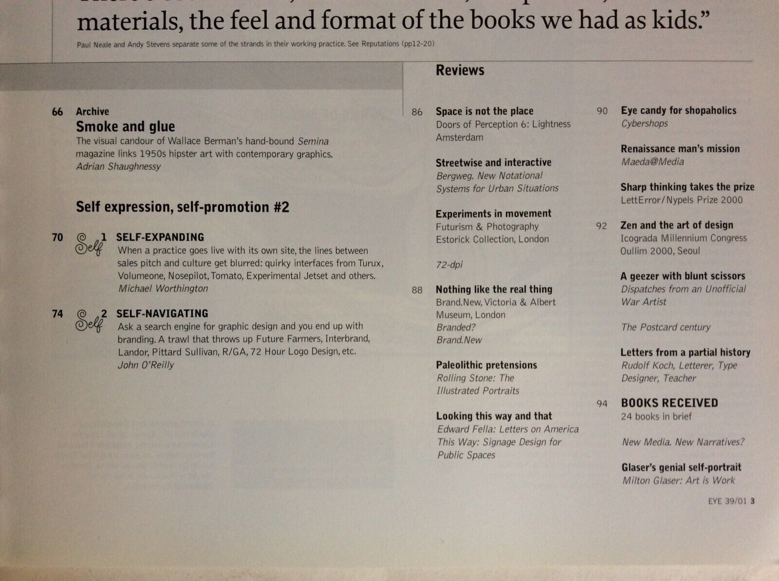 EYE NO.39  VOL.10 SPRING 2001  GRAPHIC THOUGHT FACILITY  MOVIE TITLES