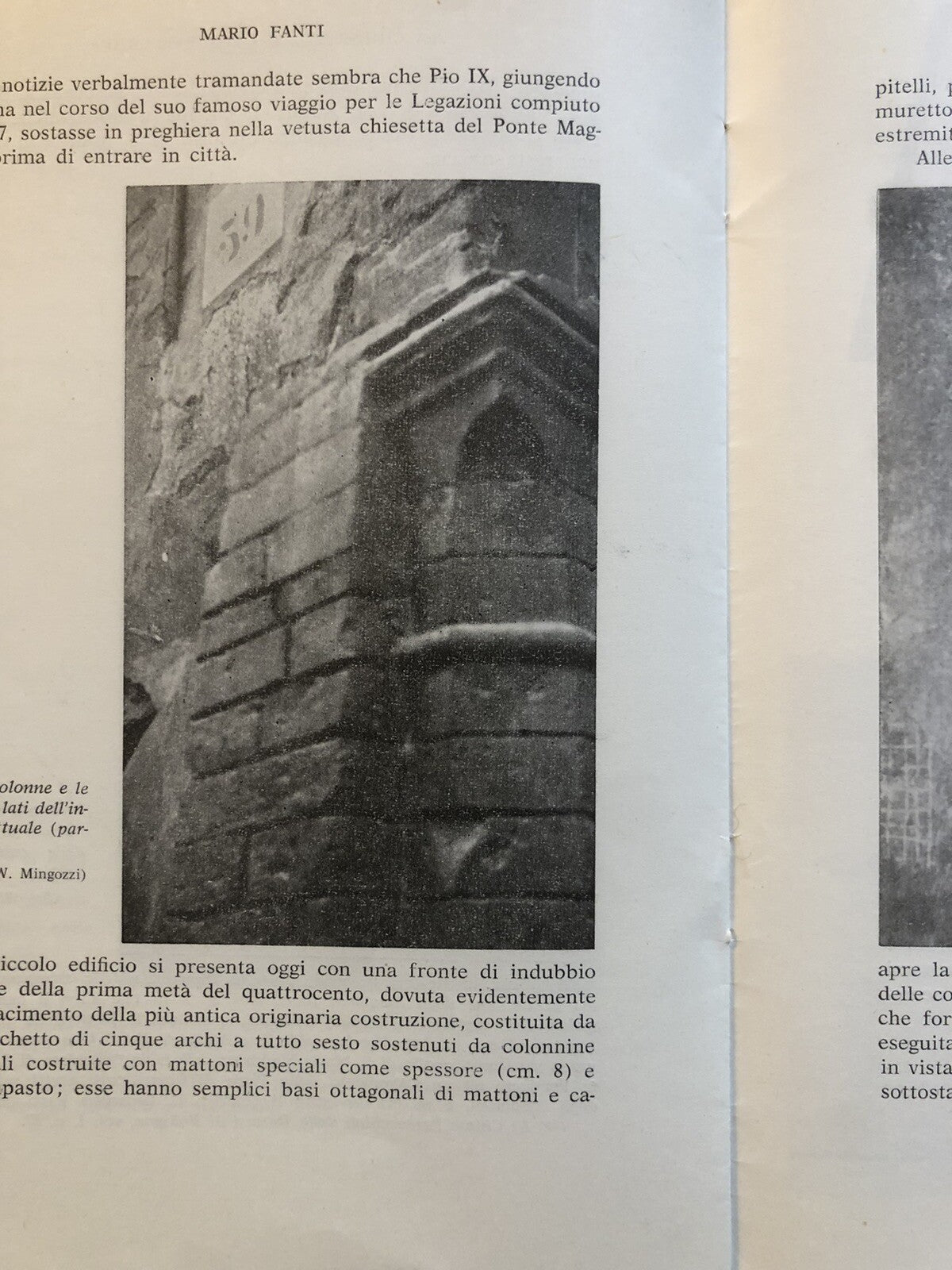 Per la conservazione della chiesetta al Pontevecchio (Bologna) Mario Fanti 1962