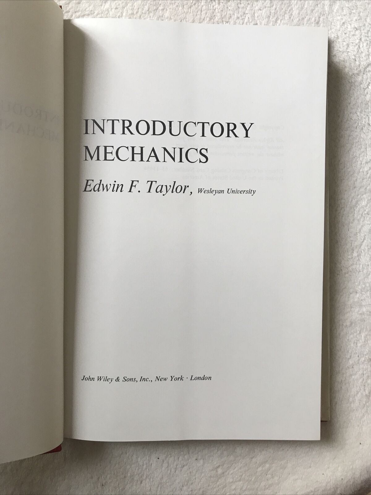 INTRODUCTORY MECHANICS Edwin F. Taylor 1963