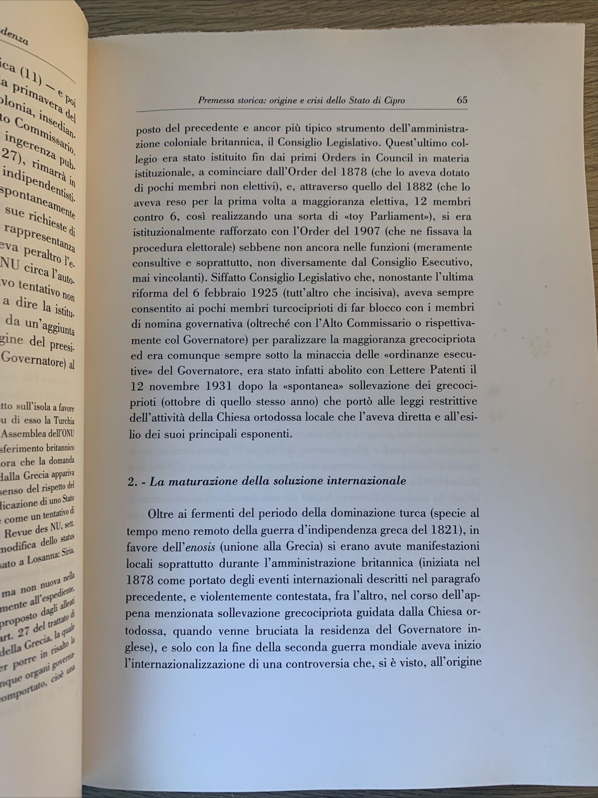 COSTITUZIONE INTERNAZIONALMENTE OTTRIATA E INDIPENDENZA. Cipro. Ermanno Cabiaia