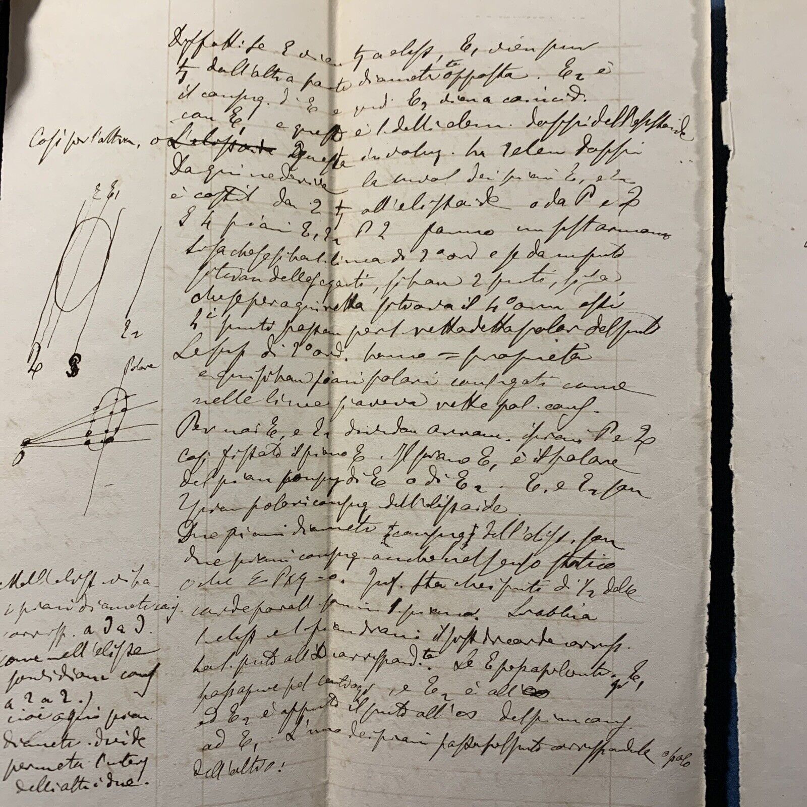 Antico Manoscritto Università di Pavia 1876 STATICA GRAFICA scritto da studente#