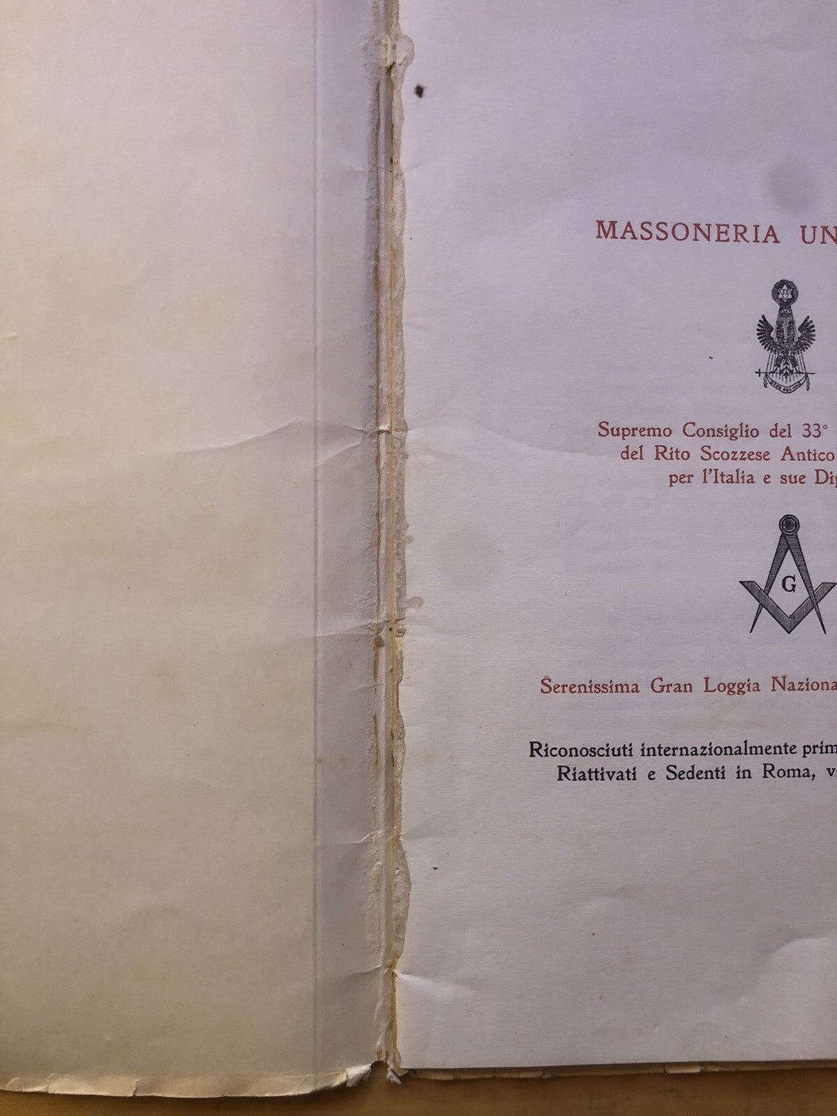 Massoneria Universale supremo consiglio del 33 ed ultimo grado del rito . . 1954