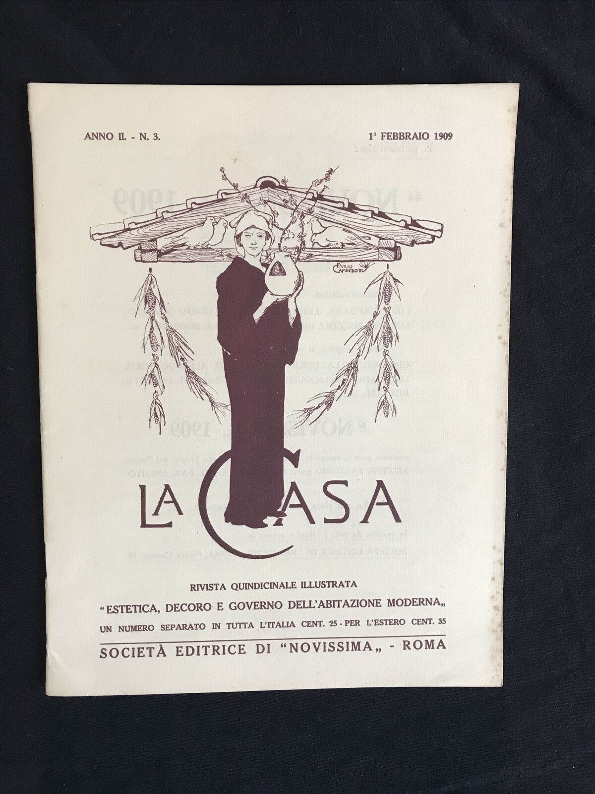 LA CASA anno II N.3 feb. 1909 estetica decoro e governo dell'abitazione moderna