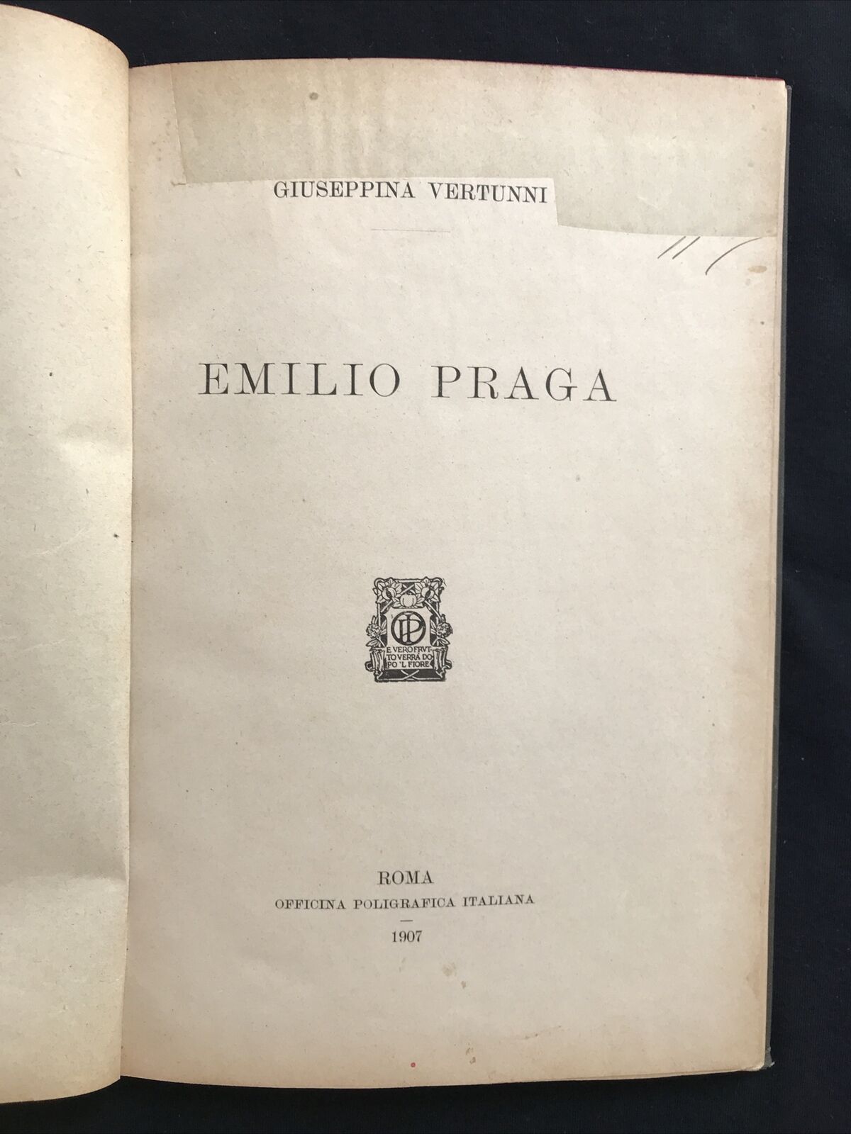 Emilio Praga, Giuseppina Vertunni, 1907, officina poligrafica italiana