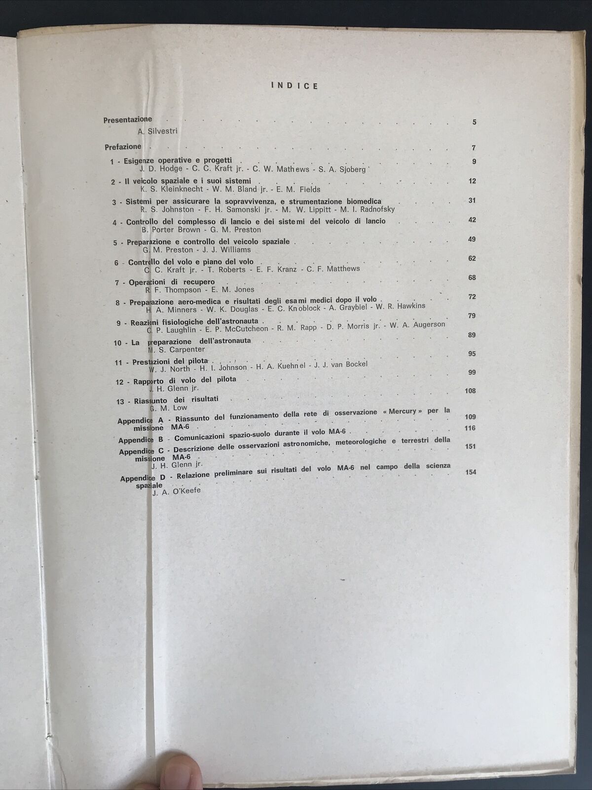 RISULTATI DEL PRIMO VOLO ORBITALE UMANO DEGLI STATI UNITI ed. esse N.A.S.A. 1962