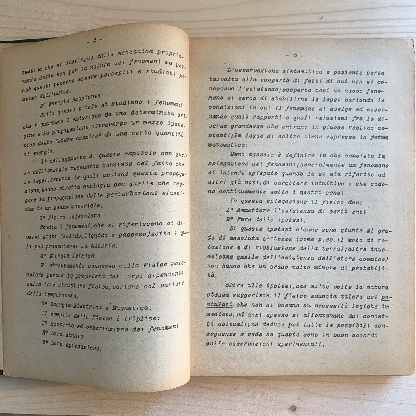 QUIRINO MAJORANA appunti delle sue lezioni, Università 1926 FISICA SPERIMENTALE